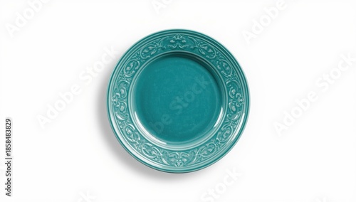 Classic blue ceramic dishware positioned for table setting background, ideal for UI layout