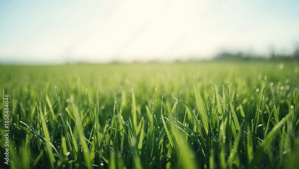 Naklejka premium Green grass landscape with textured pattern, suitable for nature-themed design or environmental awareness