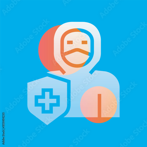 Biosafety glassmorphism illustration. Transparency blur elements.