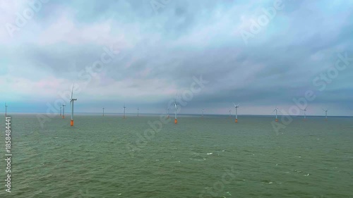 Wallpaper Mural Large marine landscape featuring tranquil water and welldistributed wind generation structures Torontodigital.ca