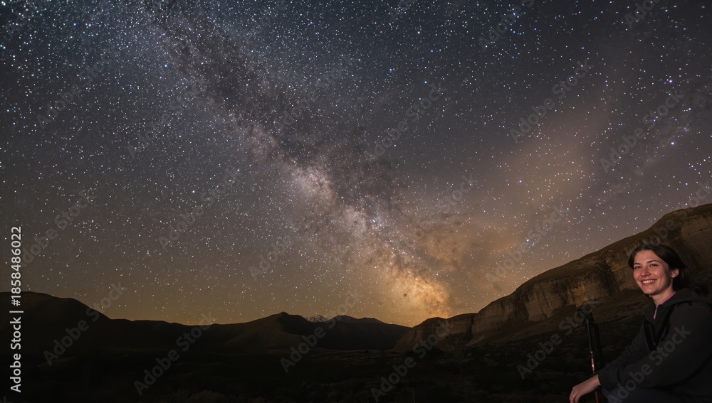 Fototapeta premium Starry night sky over Central New Zealand capturing celestial alignment for astronomical observation