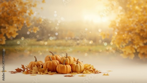 Pumpkins used as fall decor in a background setting for seasonal displays, seasonal change