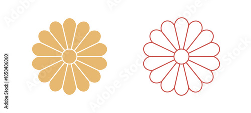 菊 正月 和風 あしらい アイコン 新年 お正月素材 伝統行事 デザイン素材 ベクターイラスト