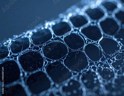 Macro shot of a delicate, connected cell-like structure