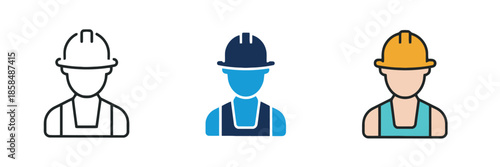 Construction Worker Vector Flat Icon Builder Laborer Engineer Foreman Contractor Hard Hat Vest Occupation Profession Industry Engineering Architecture