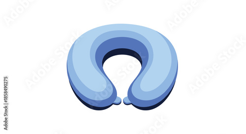 Blue ergonomic neck pillow designed for comfort and support during long distance travel by airplane, bus, or car to prevent neck strain.