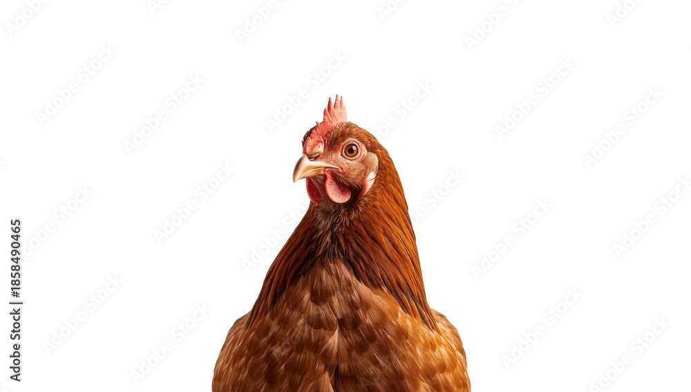 Fototapeta premium Raw brown chicken placed on white surface, relevant for meat processing safety procedures