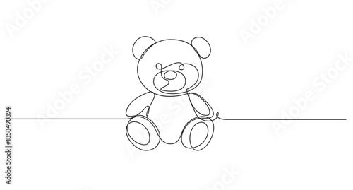 Continuous Line Teddy Bear,Single continuous line drawing of teddy bear soft toy symbol of friendships childrens in simple linear style concept for birthday gift,