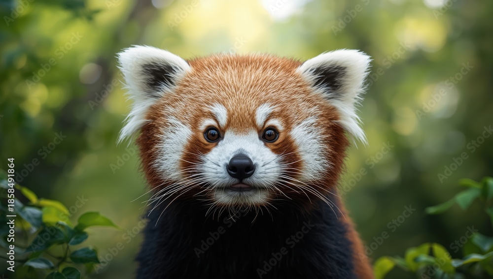 Fototapeta premium Red panda face, close-up emphasizing facial features for nature scenes