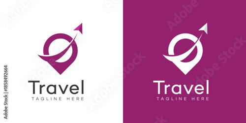 Modern Travel Logo  Map Pin and Arrow Design