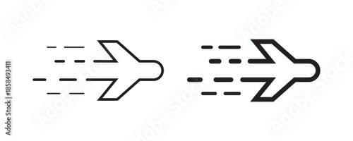Flying Airplane Icons  Speed Concept Vector Set