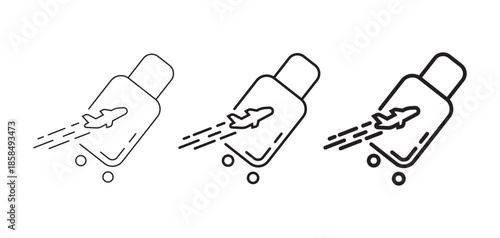 Fast Travel Luggage  Airplane Delivery Icon Set