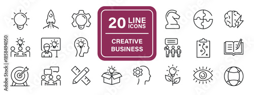 Creative business line icons set for marketing and strategy