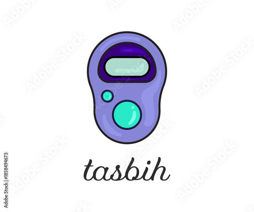 Digital Tasbih Counter  Cartoon Vector Illustration