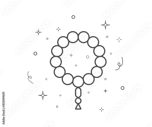 Line Art Prayer Beads Icon  Spiritual Meditation Symbol