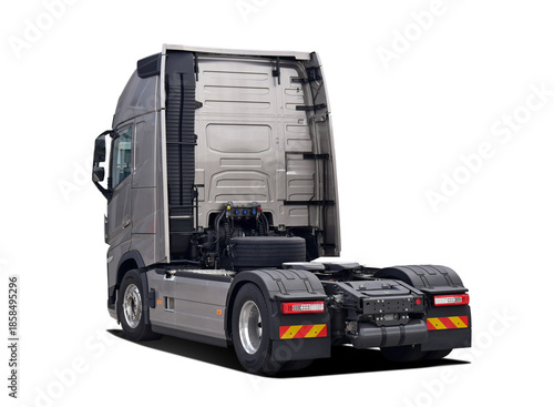 Large modern truck on a white background, back view
