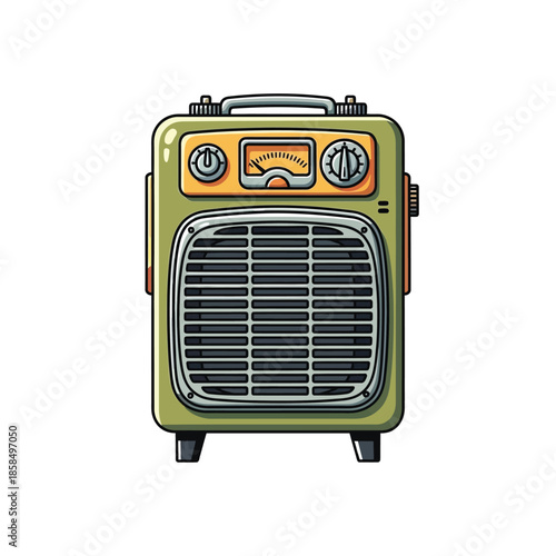 Vintage Green Electric Space Heater Illustration.