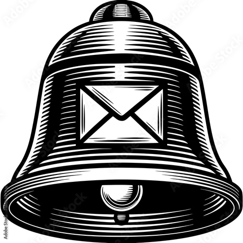 Notification Bell with Email – Vector Art for Alerts, Communication & Digital Design

