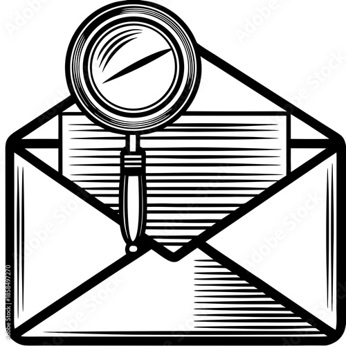 Email Search Icon – Vector Art for Review, Audit & Digital Investigation Design

