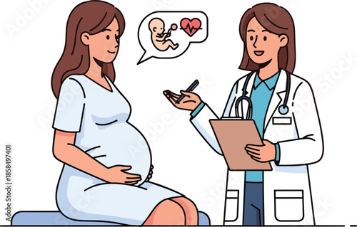 Pregnant Woman Meeting Doctor for Prenatal Care.