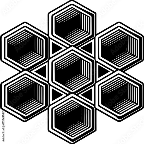 3D Honeycomb Hexagon Pattern – Vector Art for Nature, Geometry & Tech Design

