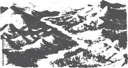 Abstract mountains in black and white texture. Artistic vector illustration showcasing a stylized landscape and distinct shapes in a scenic view.