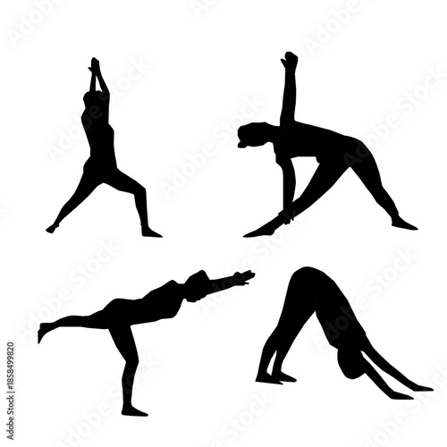 yoga silhouette. yoga pose. yoga asana. fitness silhouette. workout exercise. stretching body. meditation pose. female yoga. healthy lifestyle. wellness concept. balance posture. flexibility training.