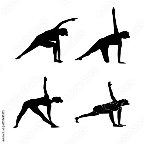 yoga silhouette. yoga pose. yoga asana. fitness silhouette. workout exercise. stretching body. meditation pose. female yoga. healthy lifestyle. wellness concept. balance posture. flexibility training.