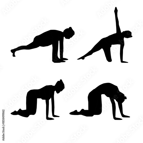 yoga silhouette. yoga pose. yoga asana. fitness silhouette. workout exercise. stretching body. meditation pose. female yoga. healthy lifestyle. wellness concept. balance posture. flexibility training.