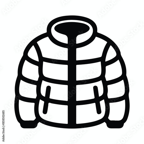 Black and White Icon of a Puffer Jacket