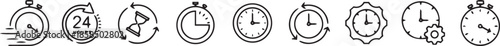 time clocks icons in thin line style. vector illustration