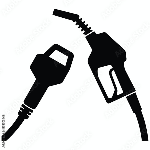 Black Silhouette of Two Gas Pump Nozzles