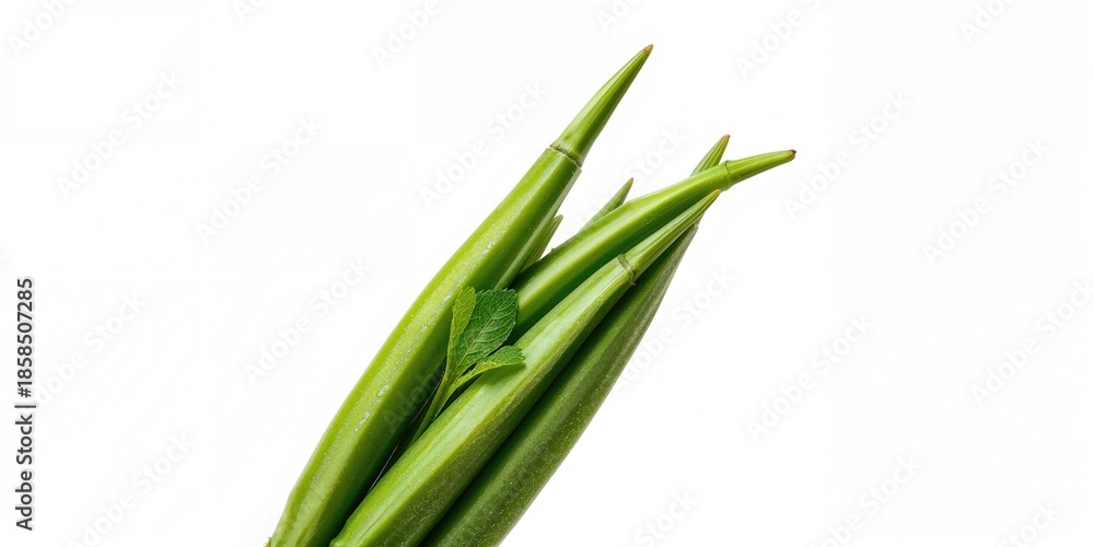 Obraz premium Fresh green ladies finger with natural texture, ideal for healthy eating content