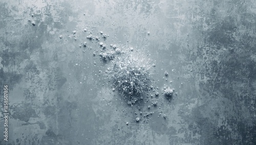 Sparkling white and silver accents on a textured gray paint surface, suitable as a background for artistic layouts