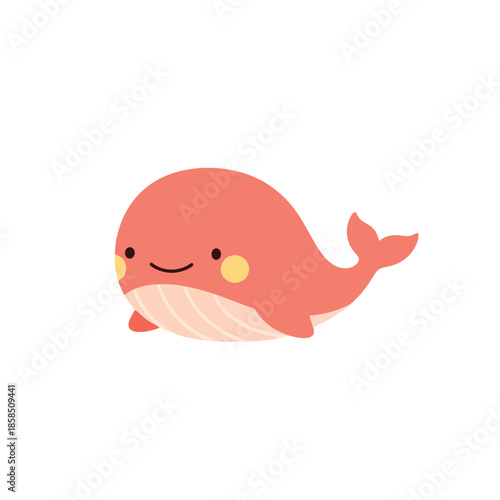 Cute Cartoon Whale Character Illustration.