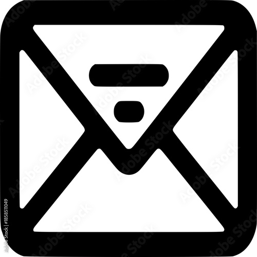 Digital Communication Symbol: A simple, sleek, minimalist digital communication symbol, a universal representation of a message. It is a symbol that communicates digitally