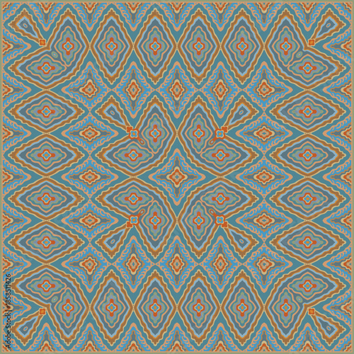 Vector scarf print of ikat geometrical patterns