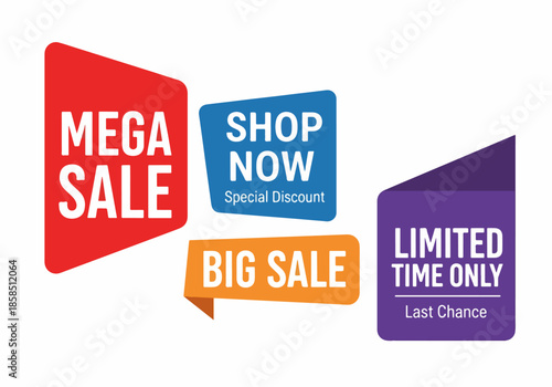 Mega Sale Label Bundle Featuring Discount Icons and Promotional Sale Tags