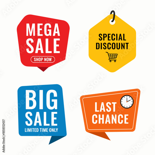 Stylish sale labels and discount tags for modern retail design
