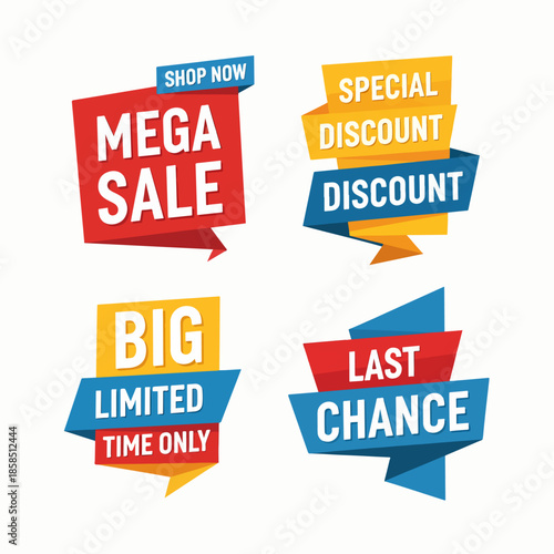 Promotion price ribbon badge for highlighting deals in e-commerce platforms