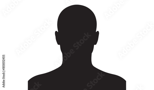 Male silhouette portrait of a man head and shoulders isolated on white background