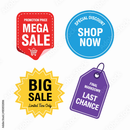 Sale labels for web sales offer. Discount price tags