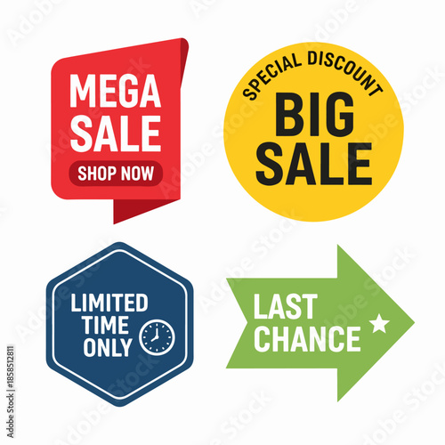 Sale labels for web sales offer. Discount price tags