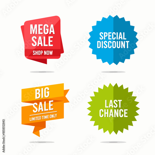 Mega sale, Discount and price sale tag price tag label, banner vector