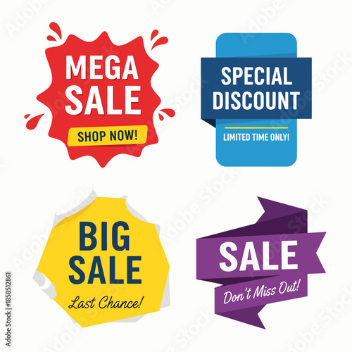 set of colorful sale labels