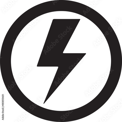 Black lightning bolt symbol within a circle