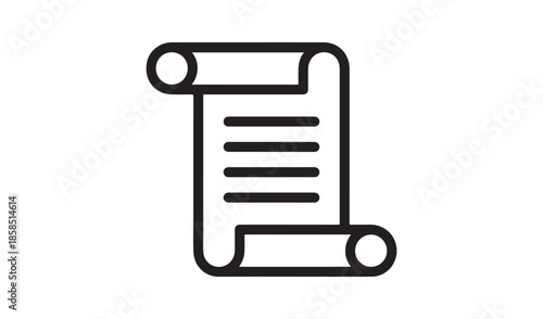 Antique scroll paper document outline icon representing history or law certificate