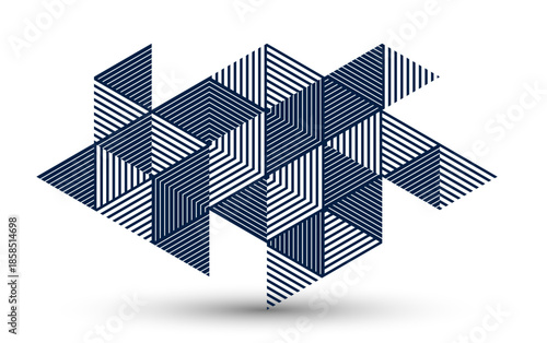 Isometric 3D cubes vector abstract background, geometric abstraction art modern architecture city buildings theme, cubic shapes and forms composition lowpoly style.