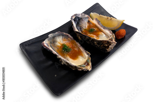 Oyster lovers , Fresh Seafood over white background
