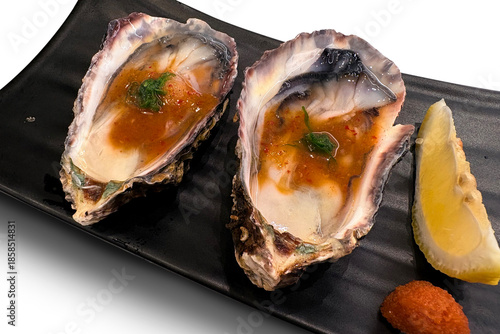 Oyster lovers , Fresh Seafood over white background